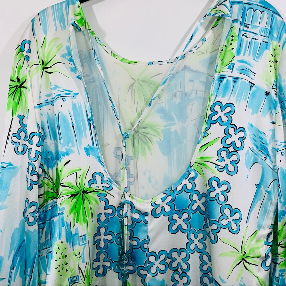 NWT Vintage Lilly Pulitzer Silk Sylvia Dress Belle Villa Via Blue - Picture 11 of 11